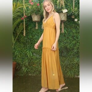 Low Cut Mustard Yellow Tank Dress NWT